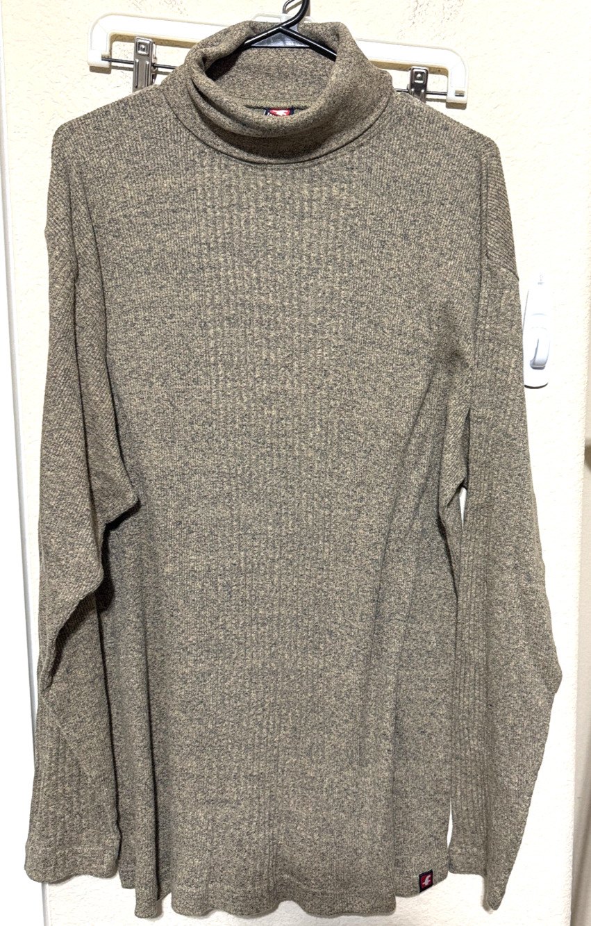 Vintage Ferruche Mens Turtleneck Sweater sz XL tan beige ribbed knit cotton